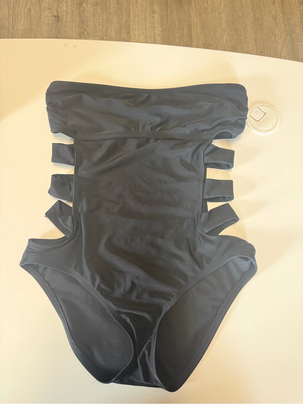 Moschino Black Strap Cutout One-Piece Swimsuit